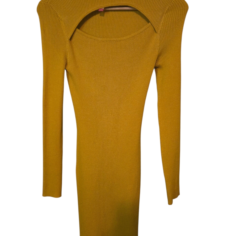 Mustard Yellow Ribbed Knit Dress